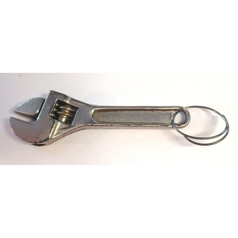 Vintage 1980s Mini Adjustable Crescent Wrench Keychain Keyring Taiwan